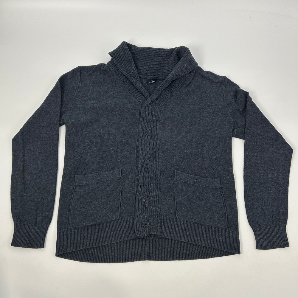 J. Crew Shawl Collar Cardigan Sweater Men's Blue M Pockets Grandpa